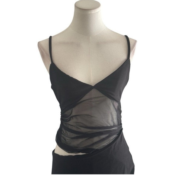 White Fox Call Me Up Maxi Dress Black Cut Out Mesh Sheer Size M Party Event Sexy - Picture 13 of 16